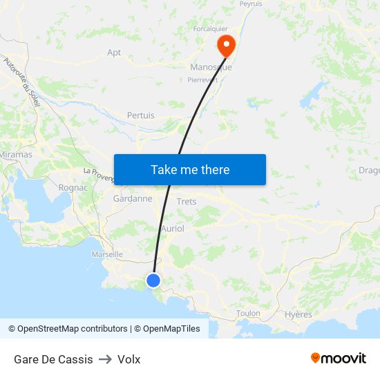 Gare De Cassis to Volx map