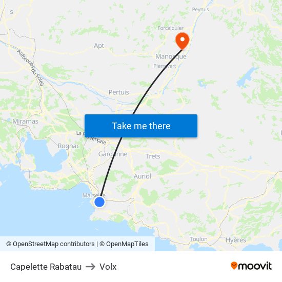 Capelette Rabatau to Volx map