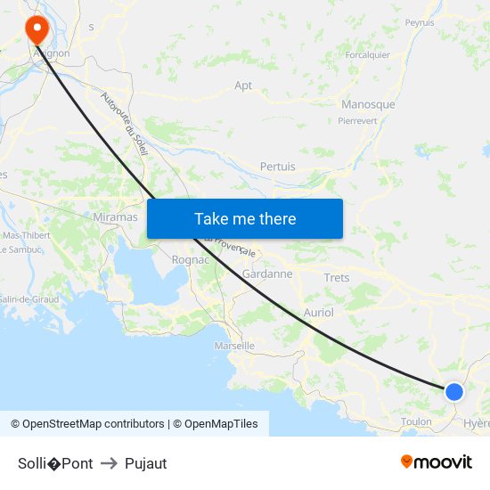 Solli�Pont to Pujaut map