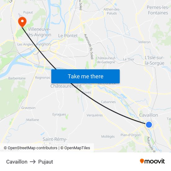 Cavaillon to Pujaut map