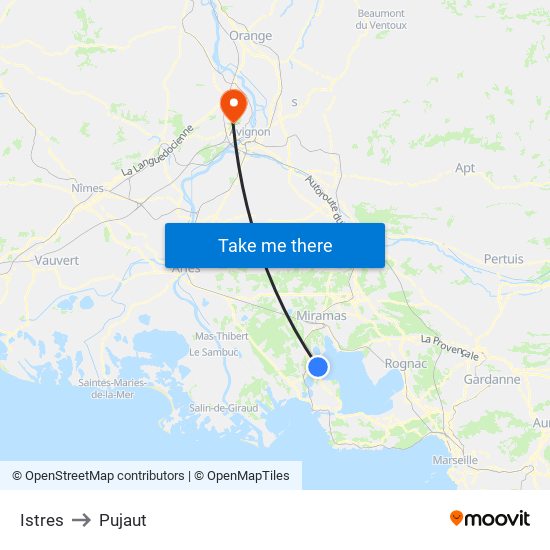 Istres to Pujaut map