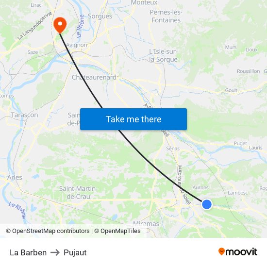 La Barben to Pujaut map