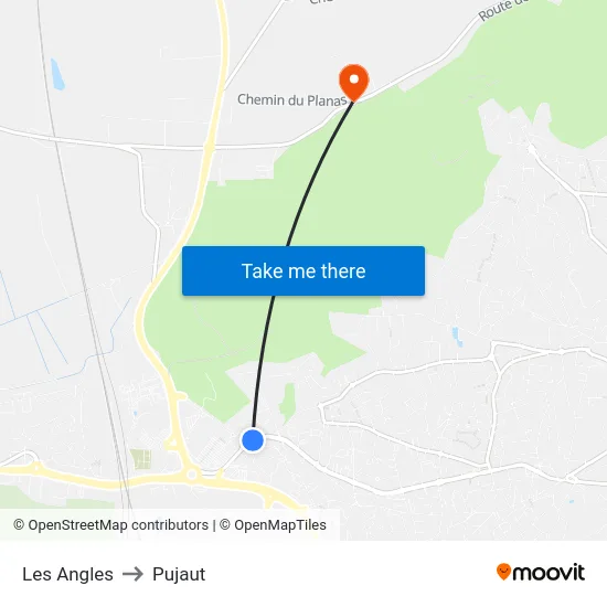 Les Angles to Pujaut map