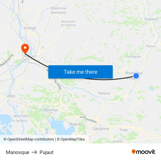 Manosque to Pujaut map