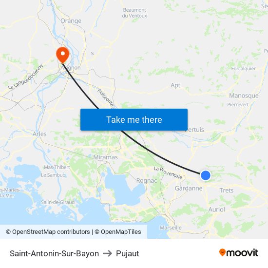 Saint-Antonin-Sur-Bayon to Pujaut map