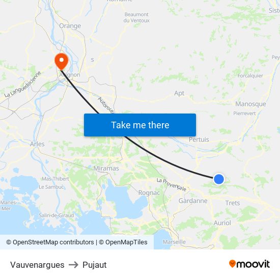 Vauvenargues to Pujaut map
