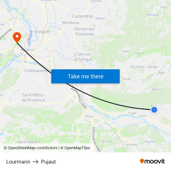 Lourmarin to Pujaut map