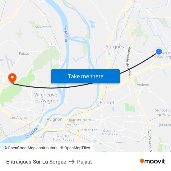 Entraigues-Sur-La-Sorgue to Pujaut map