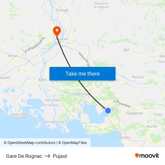 Gare De Rognac to Pujaut map