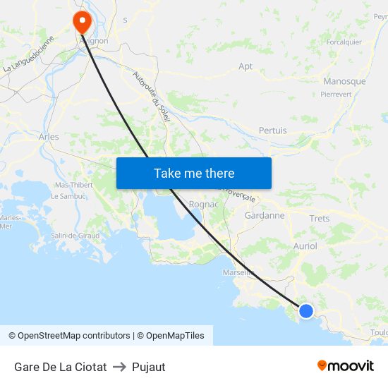 Gare De La Ciotat to Pujaut map