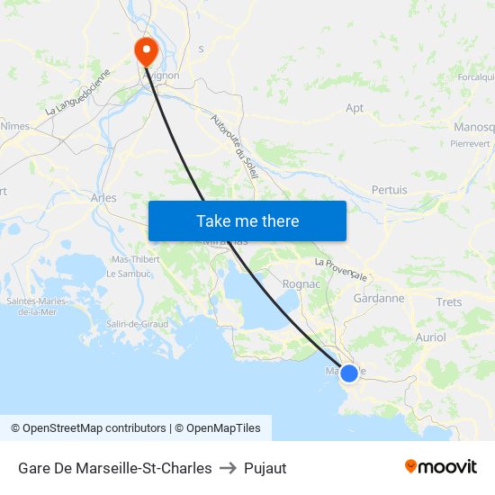 Gare De Marseille-St-Charles to Pujaut map