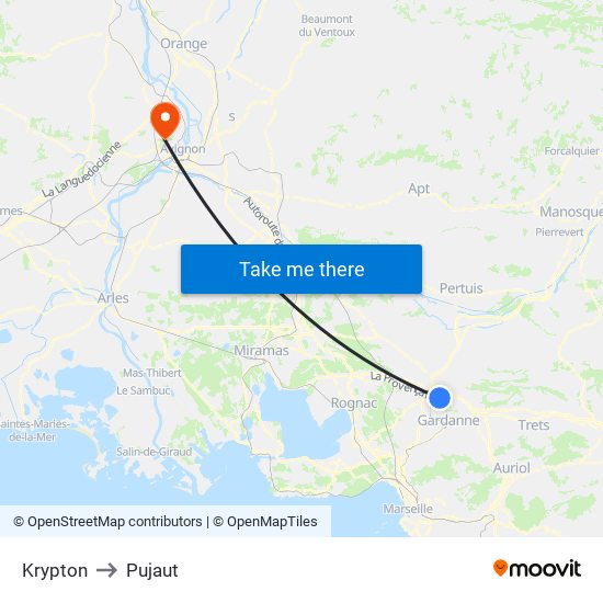 Krypton to Pujaut map