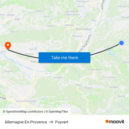 Allemagne-En-Provence to Puyvert map