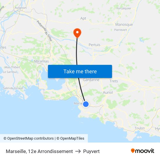 Marseille, 12e Arrondissement to Puyvert map