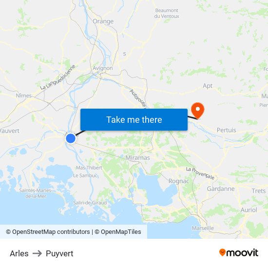 Arles to Puyvert map