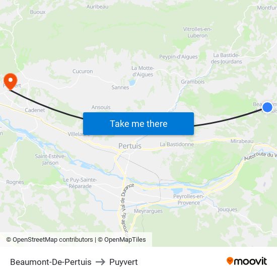 Beaumont-De-Pertuis to Puyvert map