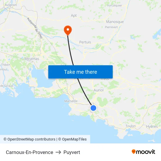 Carnoux-En-Provence to Puyvert map