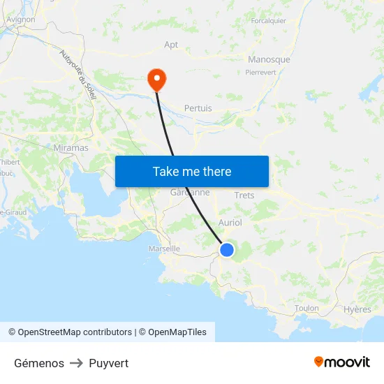 Gémenos to Puyvert map