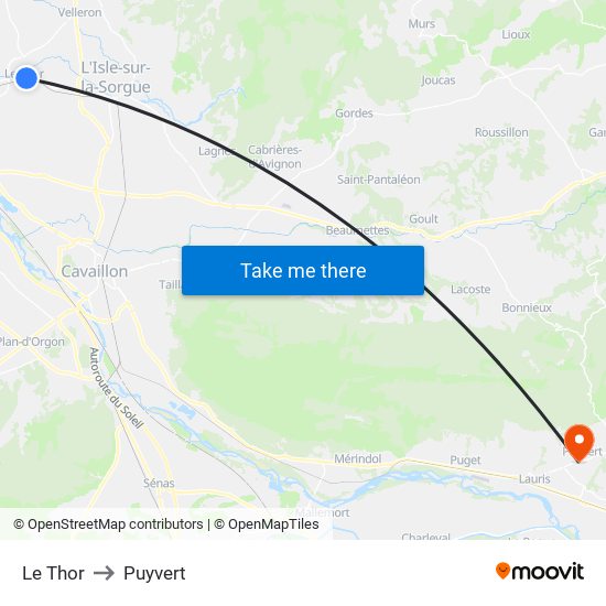 Le Thor to Puyvert map