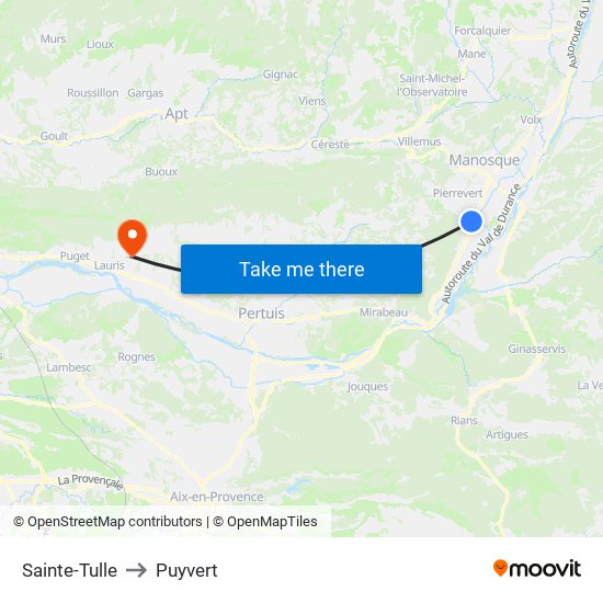 Sainte-Tulle to Puyvert map