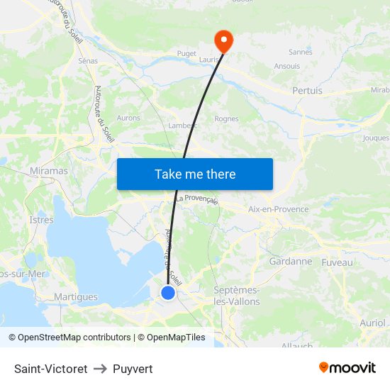 Saint-Victoret to Puyvert map