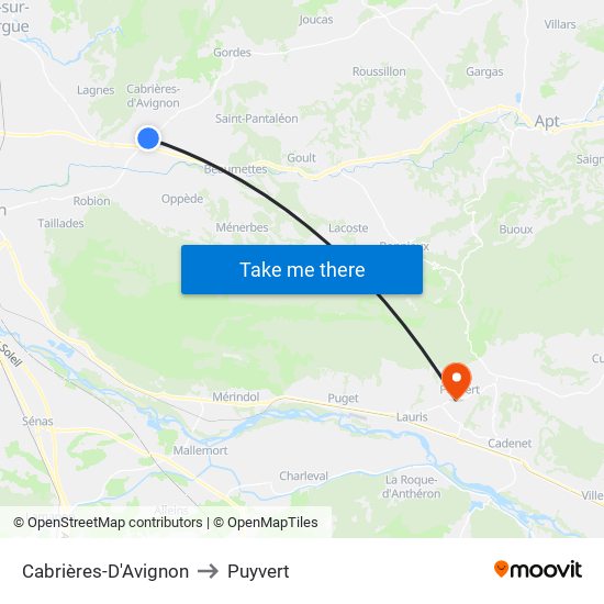 Cabrières-D'Avignon to Puyvert map