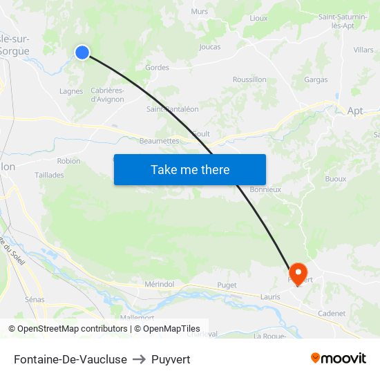 Fontaine-De-Vaucluse to Puyvert map