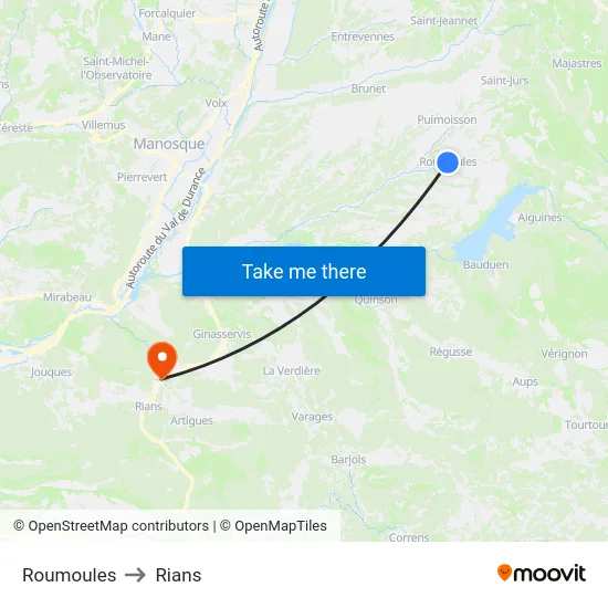 Roumoules to Rians map