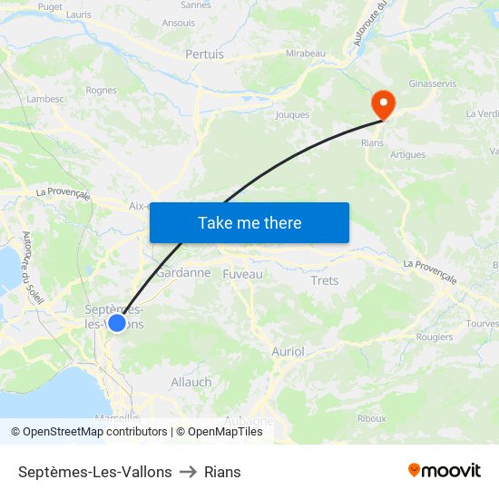Septèmes-Les-Vallons to Rians map