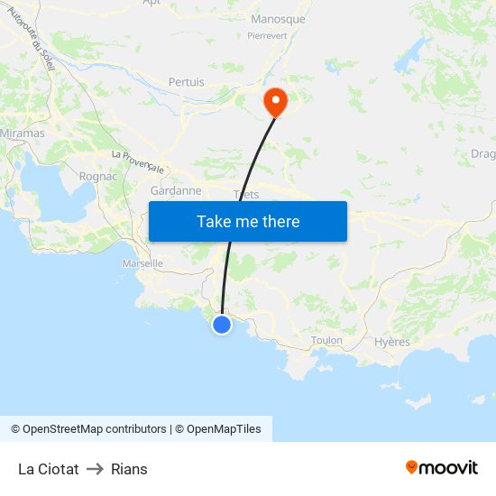 La Ciotat to Rians map