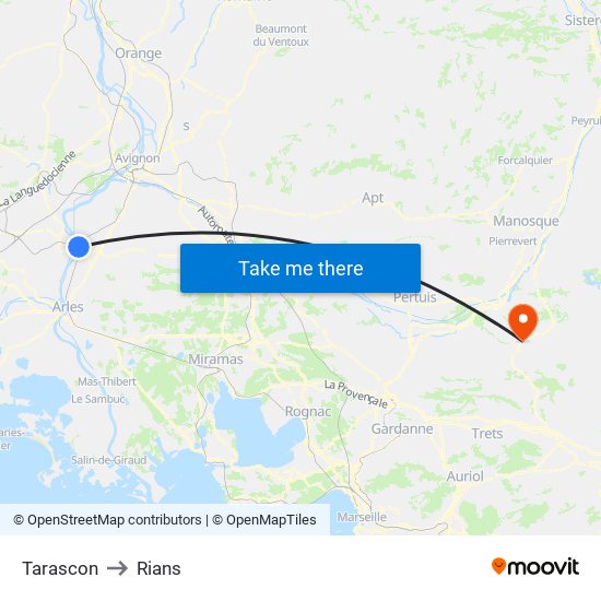 Tarascon to Rians map