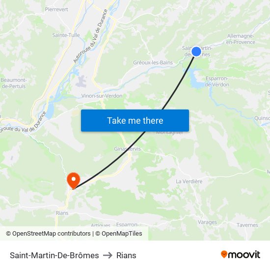 Saint-Martin-De-Brômes to Rians map