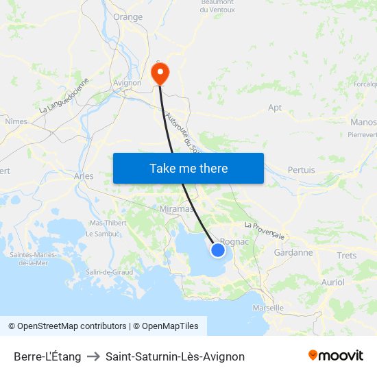 Berre-L'Étang to Saint-Saturnin-Lès-Avignon map
