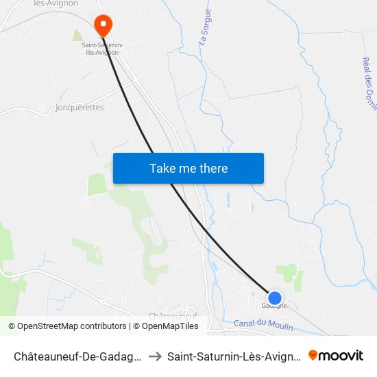 Châteauneuf-De-Gadagne to Saint-Saturnin-Lès-Avignon map