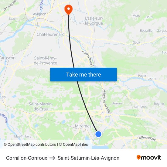 Cornillon-Confoux to Saint-Saturnin-Lès-Avignon map