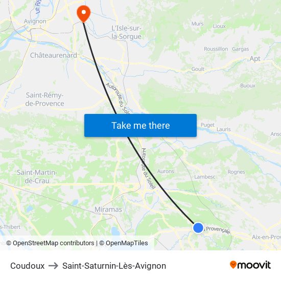 Coudoux to Saint-Saturnin-Lès-Avignon map