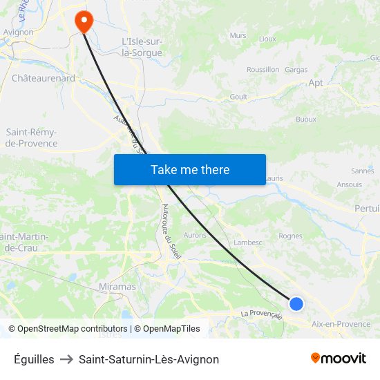 Éguilles to Saint-Saturnin-Lès-Avignon map