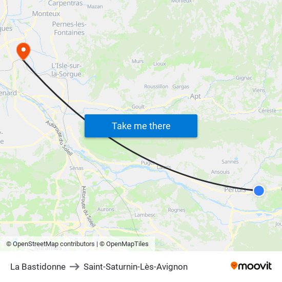 La Bastidonne to Saint-Saturnin-Lès-Avignon map