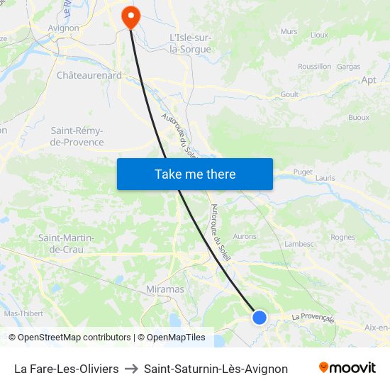 La Fare-Les-Oliviers to Saint-Saturnin-Lès-Avignon map