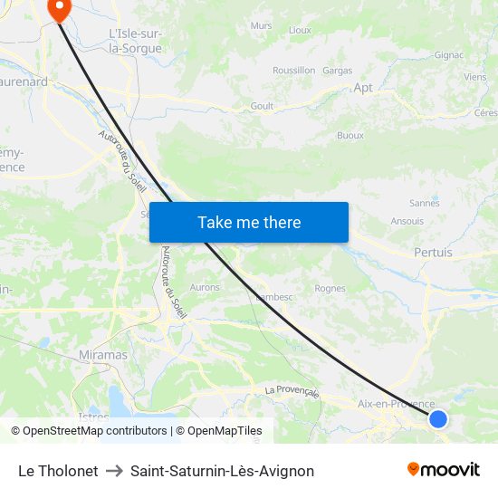 Le Tholonet to Saint-Saturnin-Lès-Avignon map