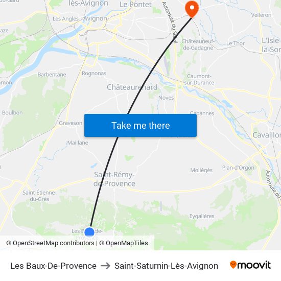 Les Baux-De-Provence to Saint-Saturnin-Lès-Avignon map