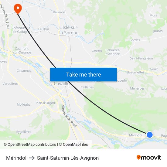 Mérindol to Saint-Saturnin-Lès-Avignon map