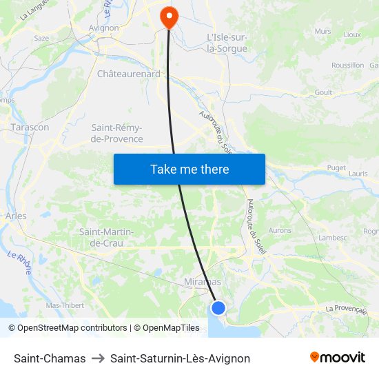 Saint-Chamas to Saint-Saturnin-Lès-Avignon map