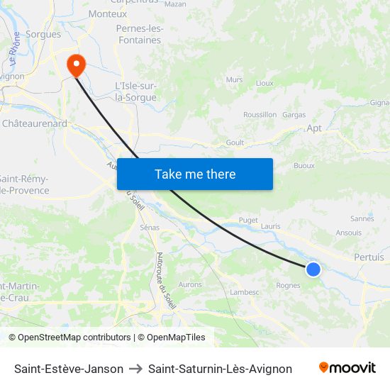 Saint-Estève-Janson to Saint-Saturnin-Lès-Avignon map