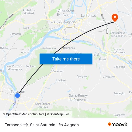 Tarascon to Saint-Saturnin-Lès-Avignon map