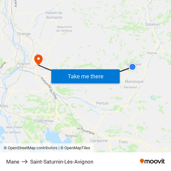 Mane to Saint-Saturnin-Lès-Avignon map