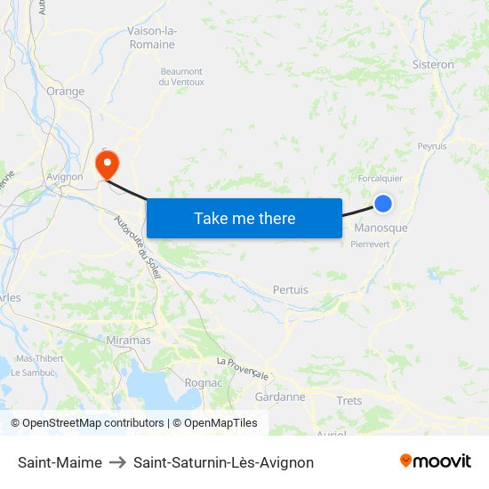 Saint-Maime to Saint-Saturnin-Lès-Avignon map