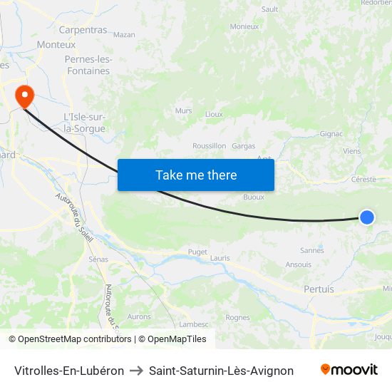 Vitrolles-En-Lubéron to Saint-Saturnin-Lès-Avignon map
