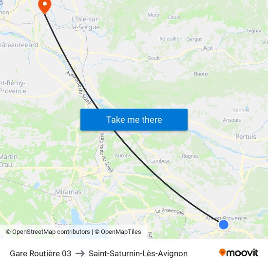 Gare Routière 03 to Saint-Saturnin-Lès-Avignon map