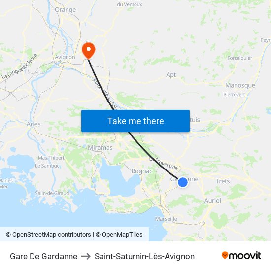 Gare De Gardanne to Saint-Saturnin-Lès-Avignon map